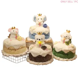 Cute Animal Birthday Cake Plush Doll, Long Ears Rabbit, Flying Elephant, Teddy Bear, Cake Decoration, Perfect for Birthdays, Anniversaries, Holidays