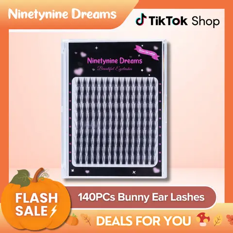 Ninetynine Dreams 140PCs Bunny Ear Lashes | Dramatic Spiky Anime Douyin DIY Eyelashes Clusters, 13–16mm C++ Curl Custom-Map False Lashes, Ultra-Thin Durable Band, Reusable Waterproof Long-Lasting Beginner-Friendly False Eyelashes For Bold Glam Makeup