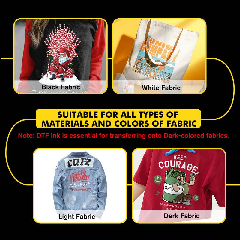 A-SUB DTF Kit for Beginners All in one9(DTF HACK is suitable for ordinary inkjet printers,Waterproof, resistant to water washing)(Including A4 DTF film×30 pcs / DTF Power 500g / Heart-resistant Tape×1)