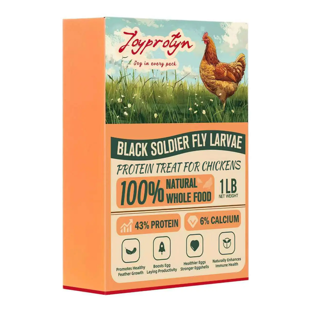 Joyprotyn Black Soldier Fly Larvae Non-GMO 43% Protein 6% Calcium Dry Food for Chickens High Calcium for Strong Eggshells & Healthy Growth 85X More Than Mealworms Eco-Friendly Natural Whole Food #DealsForYouDays