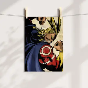 PIKPAKA My hero a-academia all might anime Painting Calligraphy Waterproof & Scratch-Resistant Canvas Art - Premium Oil Painting Style Wall Decor for Living Room, Bedroom, Kitchen & Café, Perfect Holiday & Party Gift