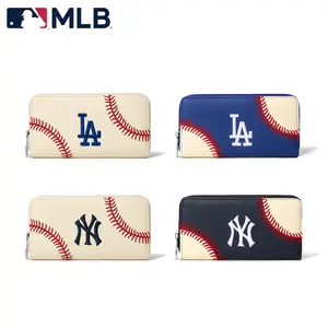MLB Zip Around Wallet for Men & Women, Baseball Stitch Design, Large Capacity Clutch Wallet for Game Day & Travel, Card Holder with Phone Pocket, Gift for Baseball Fans, 112