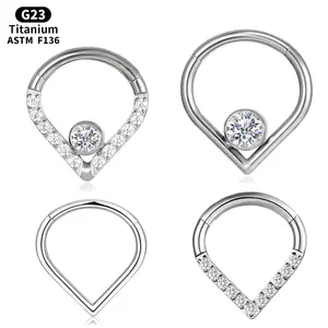 Titanium Hinged Teardrop Septum RIng