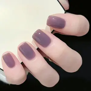Grayish Purple Mood Press-On Nails | CurvLife Nail | 30pcs Short Square Fake Nails | Glossy Finish with Subtle Gray-Purple Tone | Easy to Apply, Comfortable Fit & Long-Lasting Hold | Ideal for Daily , Office Hours, Art Exhibits & Semi-Formal Occasions