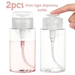 2pcs travel bottle set, empty press and pump dispensers, refillable for makeup remover, nail polish remover, toner, lightweight and portable