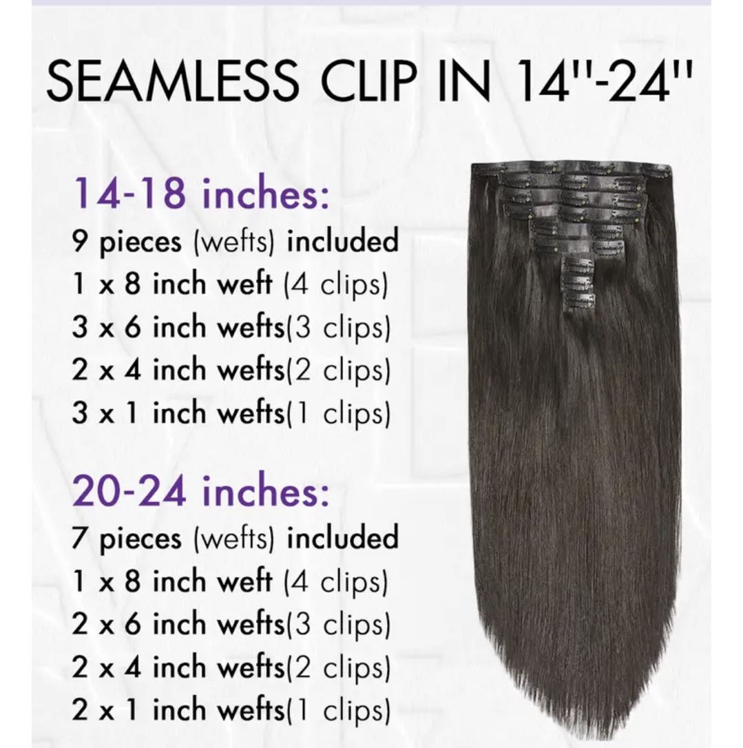 LUVME 100% Virgin Human Hair Extensions Seamless & Invisible Edge Straight, Body Wave, Kinky Curly, Yaki Straight, Messy Burmese Curl Clip-In