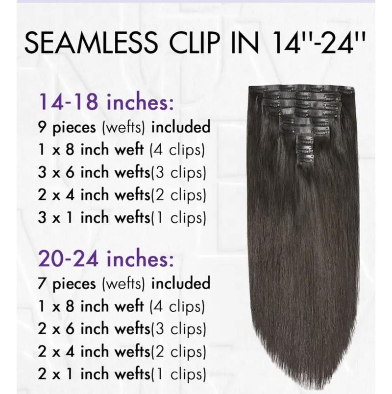 LUVME 100% Virgin Human Hair Extensions Seamless & Invisible Edge Straight, Body Wave, Kinky Curly, Yaki Straight, Messy Burmese Curl Clip-In