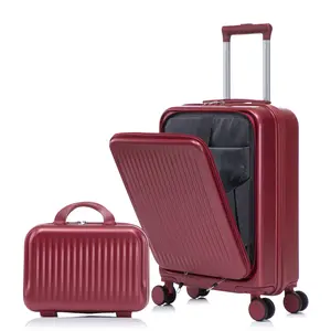 2 pcs/set in ABS Spinner Wheel Luggage, with Combination Lock and Front Opening Design, 14" Cosmetic Case14"/20"