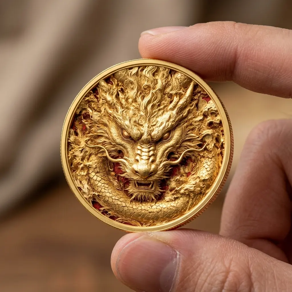 Legendary Dragond Challenge Coin, Mythical Animal 3D Engraved Metal Coin, Dragond Collectible, Fantasy Creature Keepsake, Custom Gold Commemorative Coin Gift for Collectors