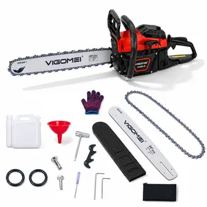 105CC Gas Chainsaw, 20"and 24" Bar, 3.8HP Handheld Petrol Power Tool, High-Strength Steel Chain, 12800 RPM Max Speed, Versatile Cutting Diameter, Sawdust Splatter Reduction, Portable for Garden Tree Trimming & Wood Branch Cutting