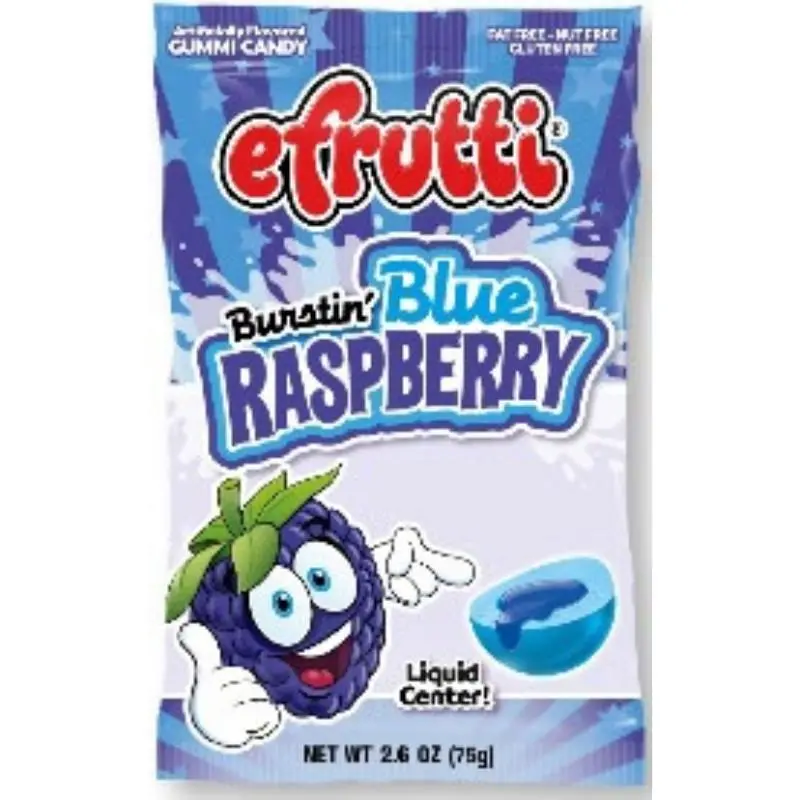 3x Efrutti Burstin' Blue Splash Peg Bag 3.75oz Blue Raspberry