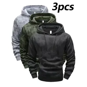 3 Piece Men's Hoodie Set - Fleece Lined, Adjustable Drawstring with Pocket Design, Machine Washable, Ink Splatter Style, Suitable for Outdoor Training, Gym, Hiking, Casual Wear, Activewear, Comfortable & Durable, A Must-Have for Bodybuilding