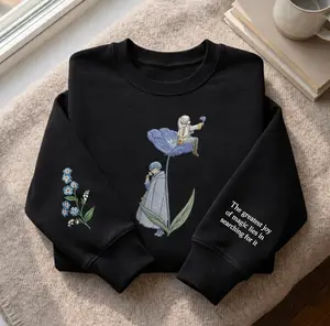 Himeli And Frieren Embroidered Sweatshirt, Frieren Inspired Hoodie, Anime Crewneck