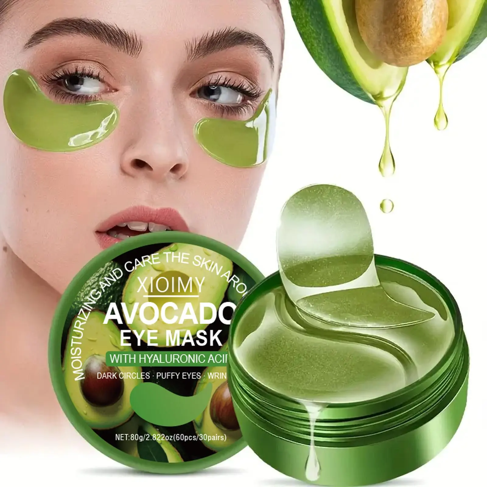 Avocado Collagen Eye Mask, Deep Moisturizing Eye Mask, Eye Treatment Mask, Eye Care Product for Women & Men, Skin Care Product for Daily Use, Hydrating, Collagen Eye Patches, Tightening Eye Patches, Eye Tightener