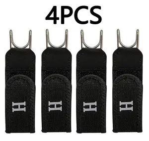 4-Piece Metal Hook Elastic Belts - Buckleless, Hole-Free, Adjustable Invisible Waist Straps for Outdoor Work, Travel, Party Gift Essential