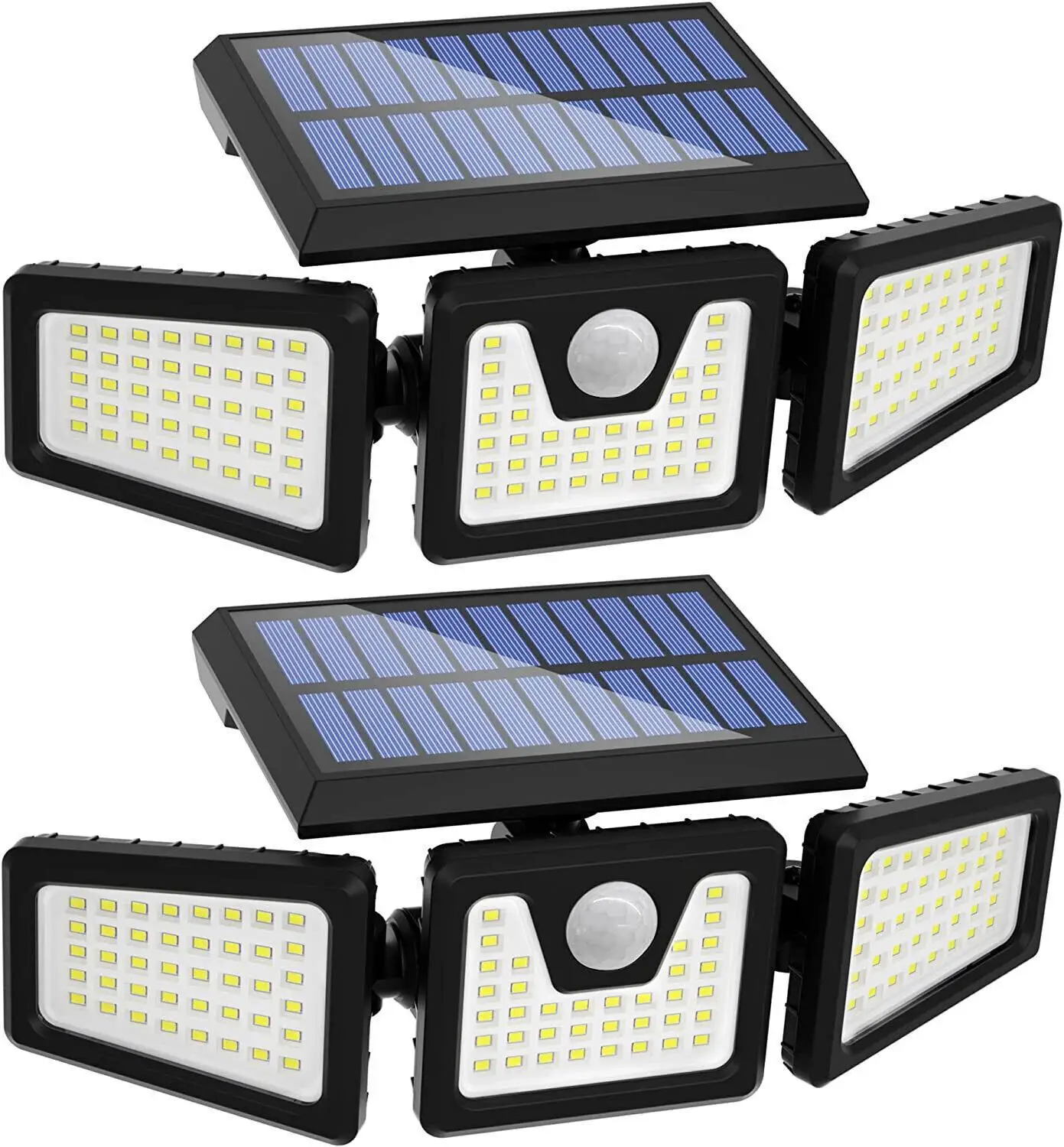 Solar Flood Lights Outdoor, Motion Sensor Lights, 3 Adjustable Heads Security Lights, IP65 Waterproof, with Remote Control 180° Wide Lighting Angle So