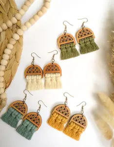 Macrame Fringe Earrings | Macrame Rattan Earrings | Statement Earrings | Nickel Free Earrings | Trendy Statement Jewelry | Boho Jewelry