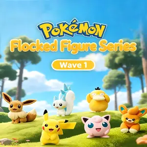 MINISO Pokémon Flocked Series Figurines, Authentic, Cute Desktop Decorations, Gift for Men and Women