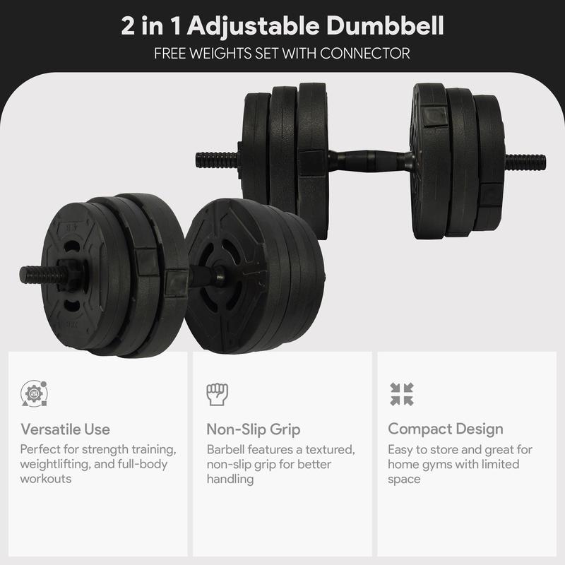 Fitvids 2 in 1 Adjustable Dumbbell Set, 60lbs Free Weights Set with Connector