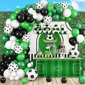 109pcs Football Theme Green Black White Latex Balloons Garland Arch Kit for Soccer Birthday Wedding Anniversary Celebration Party Outdoor Indoor Background Home Decor Supplies