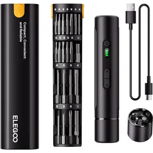 ELEGOO Electric Screwdriver Set with 33 Magnetic Bits and 3 Torque Setting, Max 10 N.m, 1500mAh Rechargeable Cordless Screwdriver, LED Light, Mini Power Screwdriver Tool Kit for 3D Printer, PC, Camera