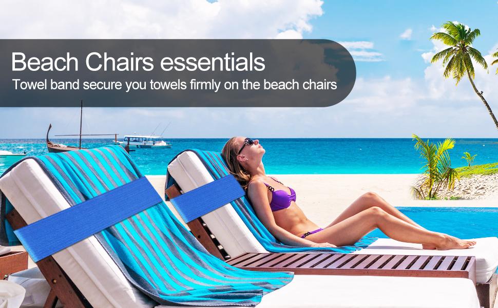 [New Deal] 4 Pack Beach Towel Bands Beach Chair, Pool Chairs & Cruise Ship Essentials Towel Chair Clips Towel Holder (4 Mix)