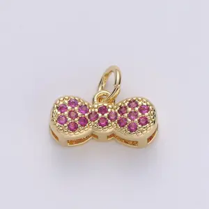 FUCHSIA PINK GOLD BOW CHARM