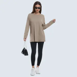 4 Pack Women’s Oversized Long Sleeve T Shirts Spring Tops 2026 Basic Tee Fall Casual Workout Y2K Clothes Casual Soft Crewneck Basic Tee Tops Spring Outfit Clothes