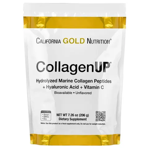 California Gold Nutrition CollagenUP®, Hydrolyzed Marine Collagen Peptides with Hyaluronic Acid, Unflavored, 7.26 oz (206 g)