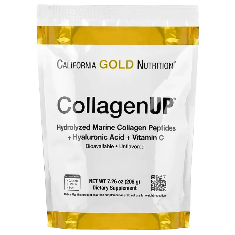 California Gold Nutrition CollagenUP®, Hydrolyzed Marine Collagen Peptides with Hyaluronic Acid, Unflavored, 7.26 oz (206 g)