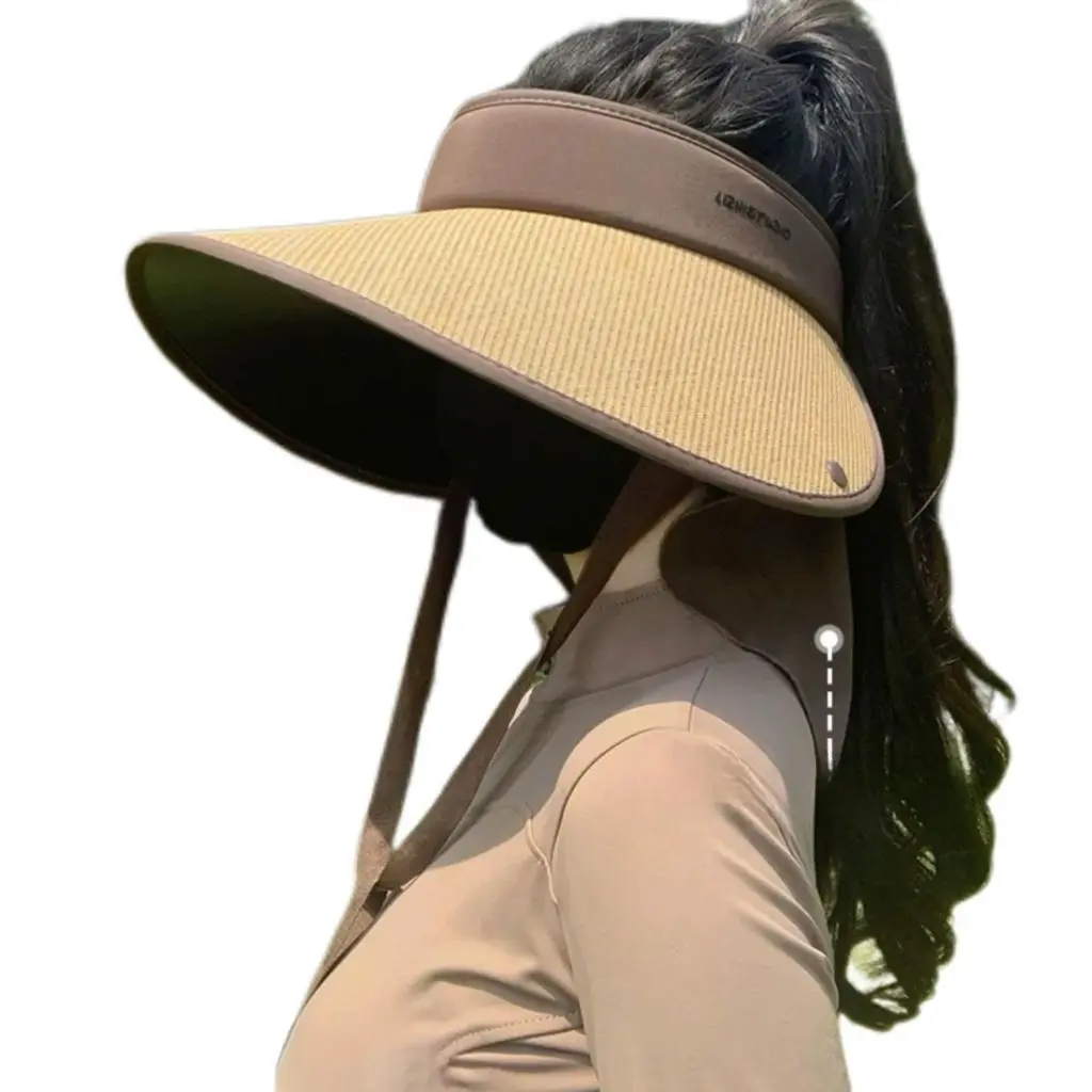 Women's Summer Sun-Hat Ponytail - Outdoor UV-Protection Mesh Wide Brim Foldable Hat with Ponytail Hole Rollable UV Protection Fishing Hats Wide Brim UPF 50+ Sunscreen Hat