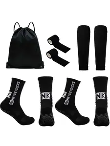 Sports Socks Set, 5 Counts/set Non-slip Wear Strap Sports Socks with Storage Bag, Sports Bandage, Sports Drawstring Soccer Bag