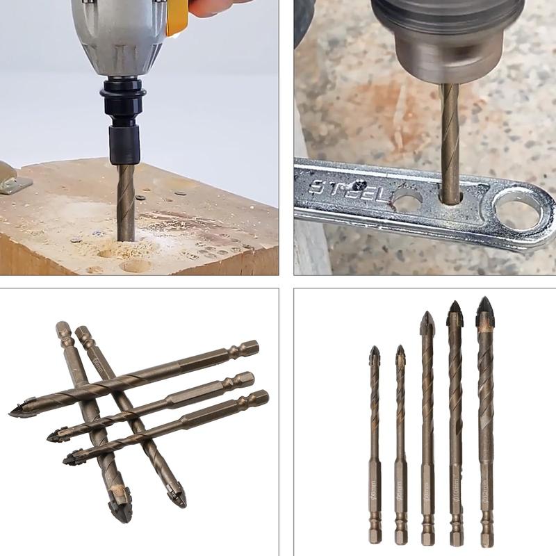 7PCS High-hardness Sawtooth Eccentric Drill Bit Set, Power Metal-Tool Accessories for Tile, Ceramic, Glass, Marble, Concrete, Stainless Steel, Hardware, Heavy Duty Tool Accessories, Ceramic Drill Bits