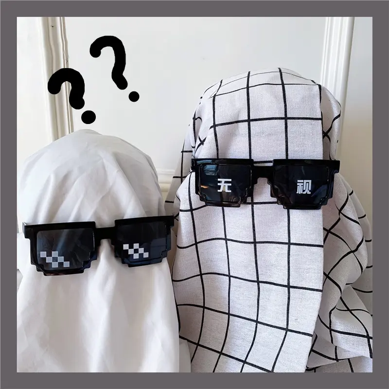Mosaic Pixel Sunglasses Funny Meme Rave Boss Style Novelty Sun Glasses