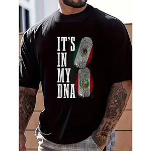 100% Cotton Mexico Peru In My DNA Mexican Peruvian Flag Pride T-Shirt Women's Men's Graphic Tee Causal Tops Fashion