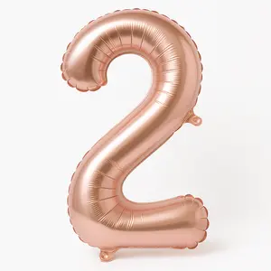 Rose Gold Script Number 2 Balloon - 8-Inch Foil Air-Filled