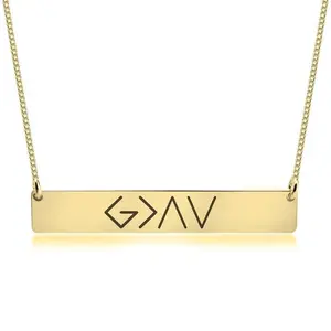 European And American Fashion One Word Horizontal Bar Pendant Necklace Electroplating Alloy Simple Style Women's Jewelry 21cm-50cm Chain Length