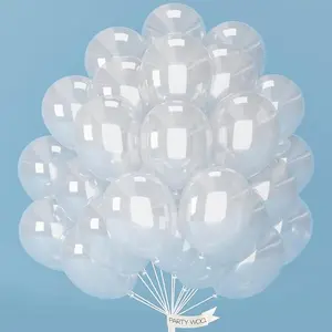 PartyWoo Clear Balloons 50pcs 12 Inch Transparent Latex Helium Balloons for Graduation Wedding Baby Shower Bridal Shower Engagement Gender Reveal Anniversary Birthday Party Decorations Clear-Y2