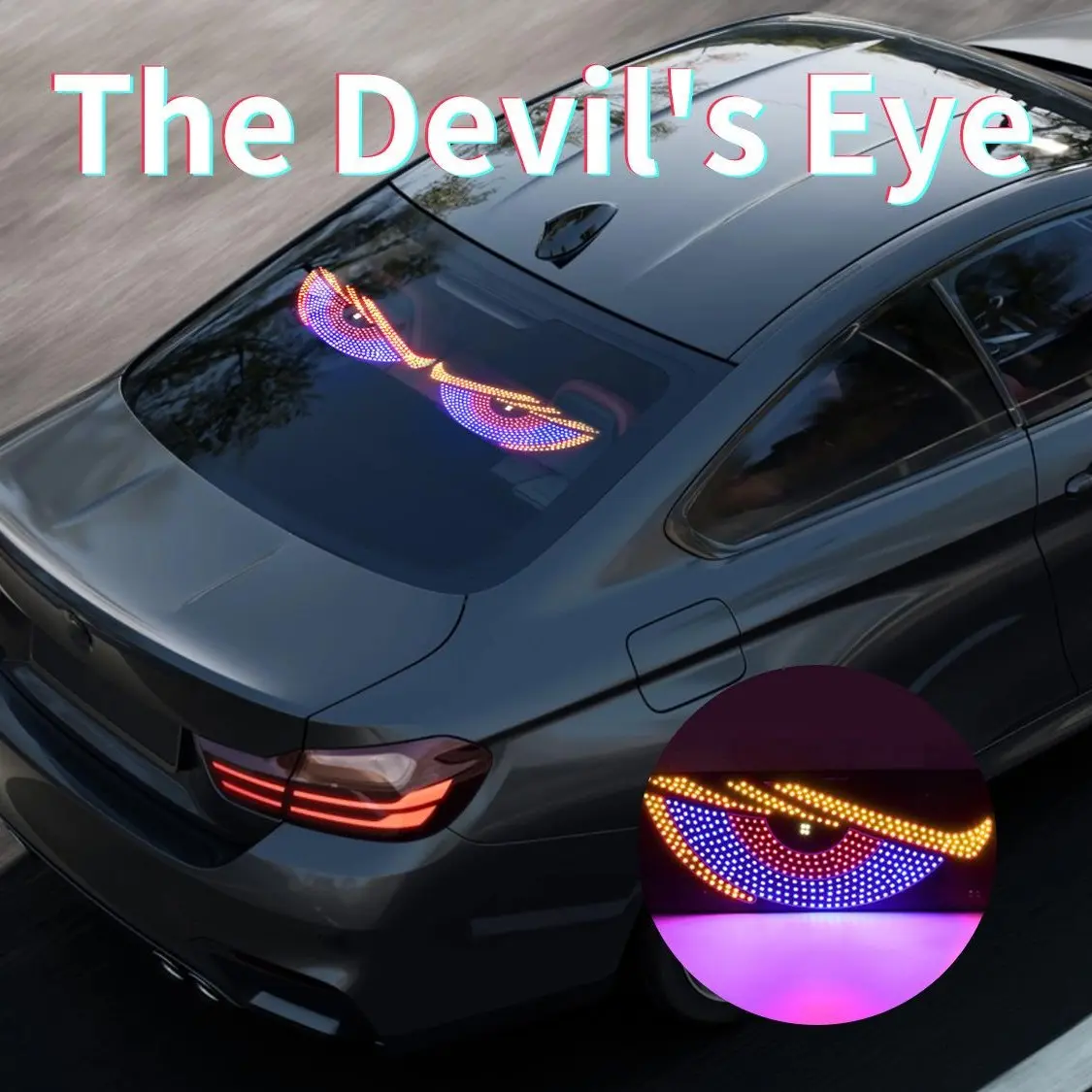 LED Demon Eye Headlight DRL for Cars, RGB Dynamic Demon Eye Lights, Universal Car Front Headlight Trim Strip, Waterproof Vehicle Styling Accessory for Vehicle Modification