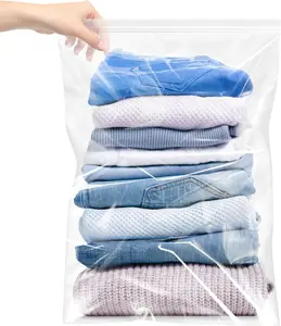 Large 5 Gallon Plastic Zipper Storage Bags, 18x24 Inches Clear Reclosable Storage Bags 12 count