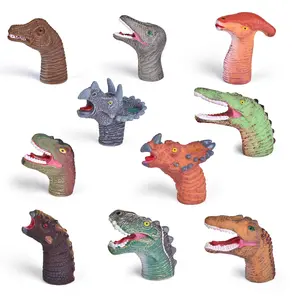 FUN LITTLE TOYS 10PCS Dinosaur Head Finger Puppets for Kids 10 Types of Dinosaur Finger Toys Birthday Gift Easter Egg Fillers Easter Basket Stuffers