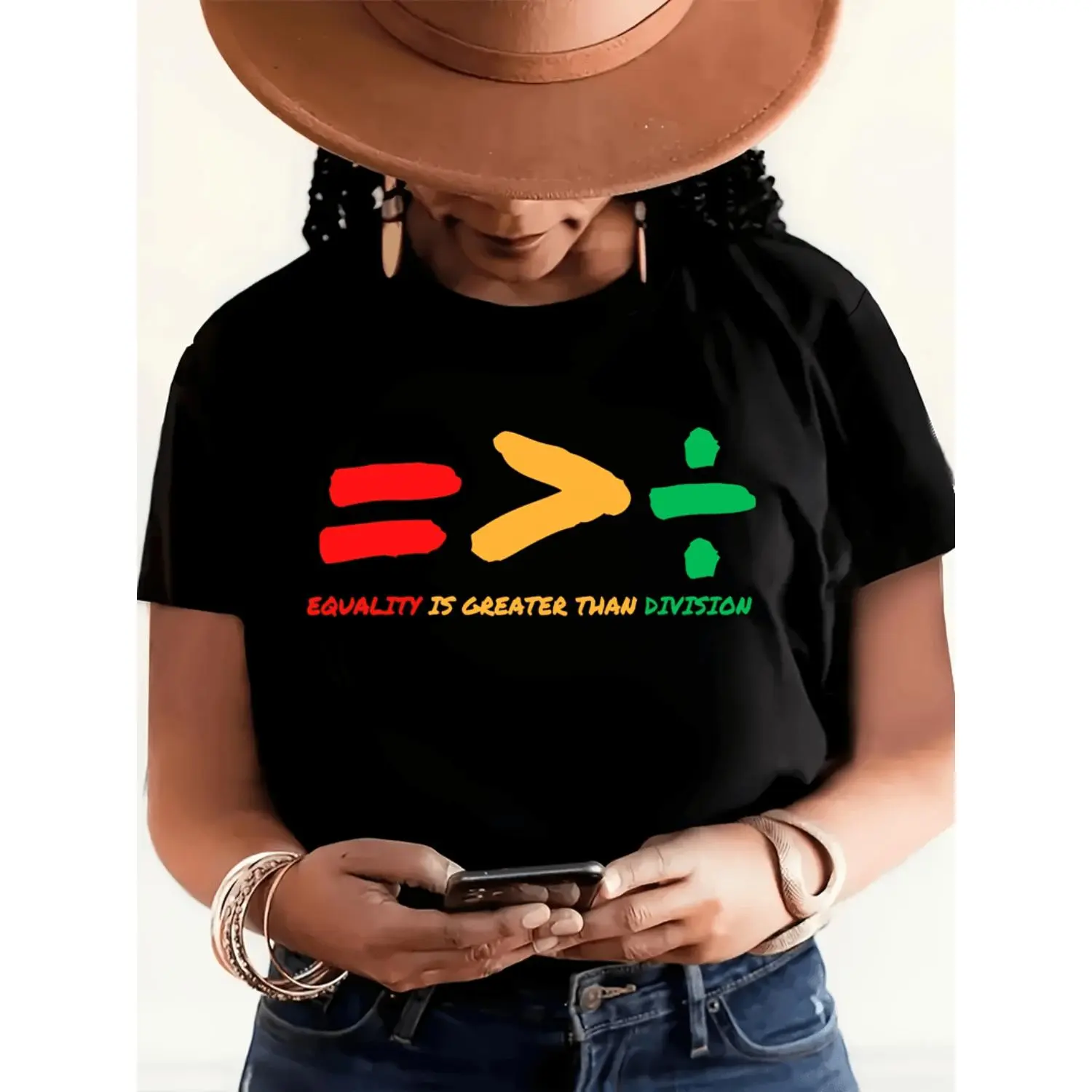 womens black history month graphic t shirt is than casual short sleeve crew neck top soft polyester blend spring summer essential statement tee black -1