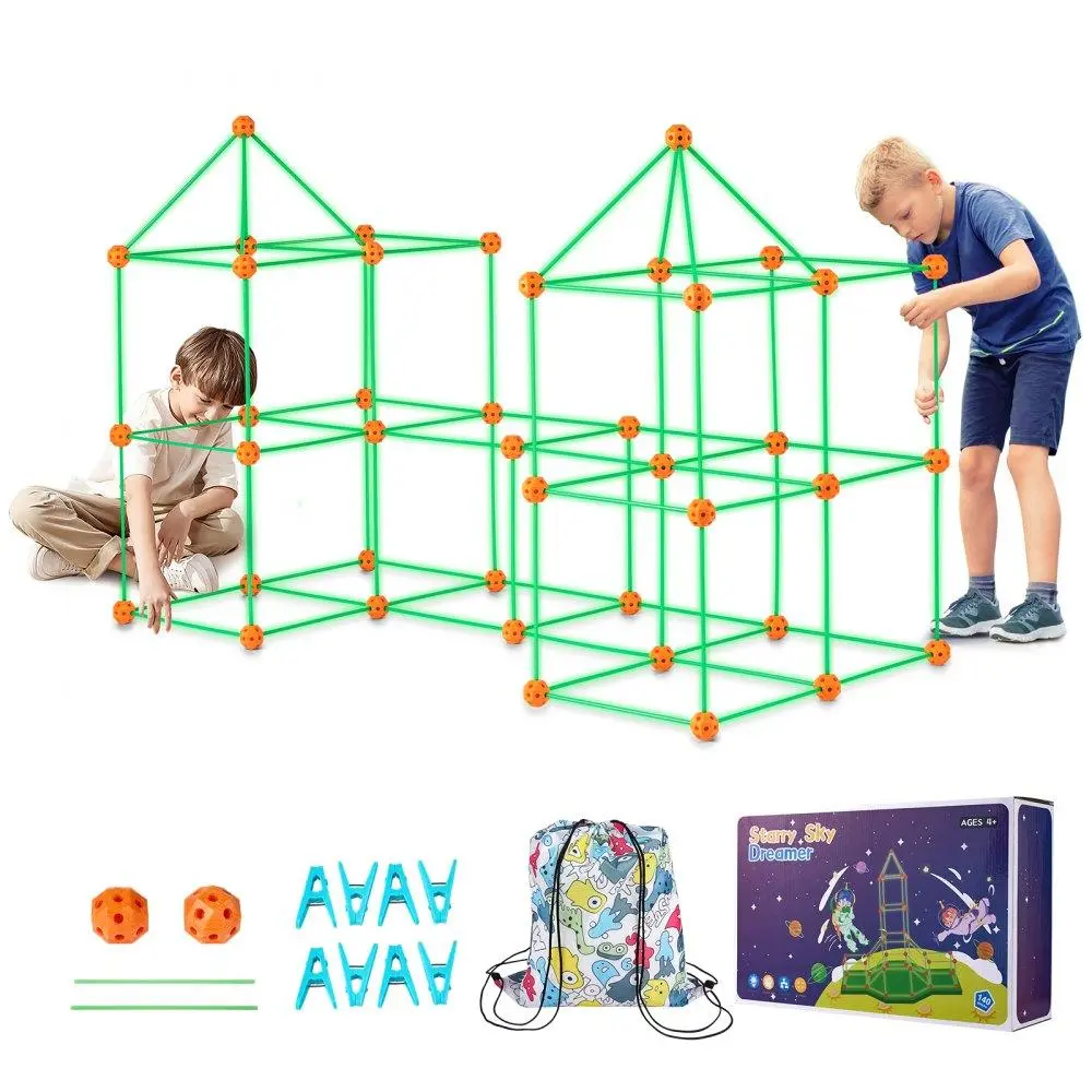 【SummerFinds】VEVOR Tent Fort Building Kit for Kid Glow In The Dark STEM Construction Toy 140P
