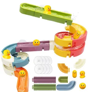 Duck Slide Bath Toys, Wall Track Building Set, Fun DIY Kit Bathtub Time Birthday Gift