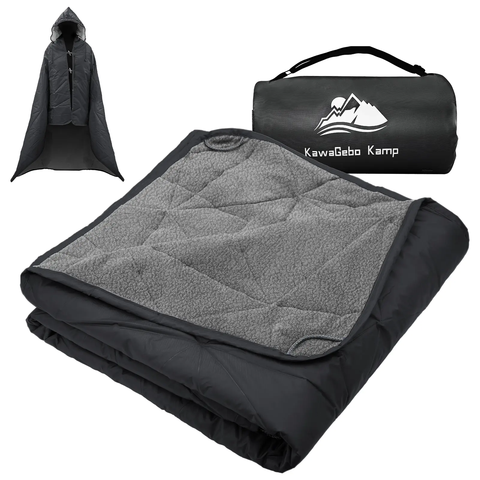 Outdoor Waterproof Blanket, Foldable Fleece Stadium Blanket for Outdoor Sports Event, Camping, Concerts, Car, Pet, Picnics - Windproof, Wearable, Machine Washable 80" x 58"