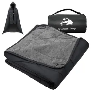 Outdoor Waterproof Blanket, Foldable Fleece Stadium Blanket for Outdoor Sports Event, Camping, Concerts, Car, Pet, Picnics - Windproof, Wearable, Machine Washable 80" x 58"