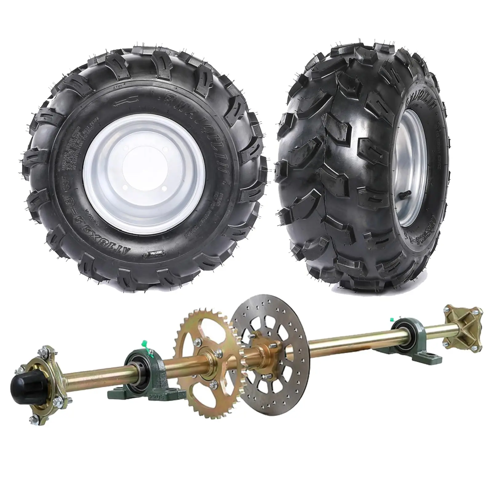 Suisuitong 18x9.50-8 Tires and Wheels Rim Complete Kit for UTV ATV 4 Wheelers Golf Cart Buggy Quad Moped Dune Lawn Mower Drift Tike Tricycle Garden Tractor Project Bike