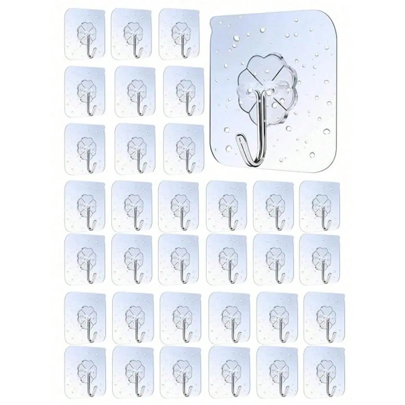 40pcs Heavy Duty Adhesive Wall Hooks, All-Purpose Home Organization Sticky Wall Hangers, Damage-Free, Waterproof, Max 33lbs, Suitable For Bathroom, Kitchen, Towels, Coats, Keys