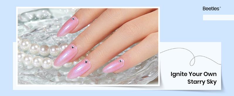 Beetles Hema Free Glitter Gel Top Coat, Pearl Green 2-IN-1 No Wipe Top Coat, Long Lasting Soak Off Pearlescent Shimmer Gel Gold Glitter Nail Polish For Nail Art