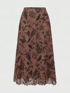 Women's Dark Gothic Bat Skull Moon Pumpkin Print Punk Fitted Mini Skirt, Fairycore Style, A-Line Design, Perfect for Halloween and Parties